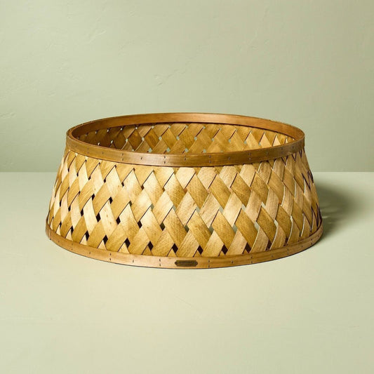 26" Wooden Lattice Woven Christmas Tree Collar Natural - Hearth & Hand with