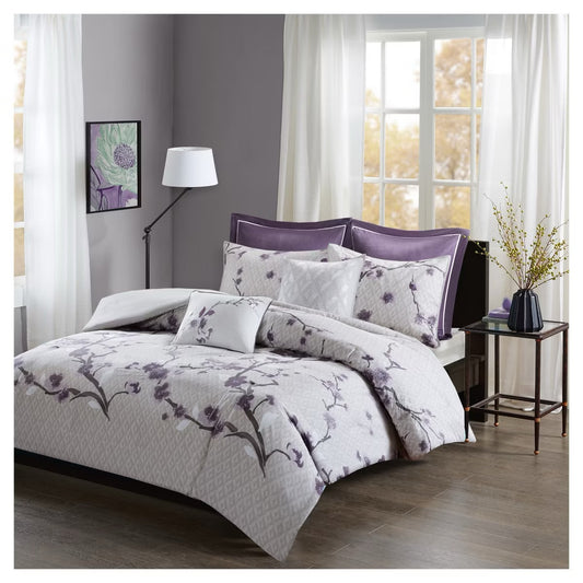 King/ King California  Sakura Cotton Duvet Cover Set 7pc