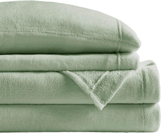 Twin Set Sleep Philosophy True North Soloft Plush Bed Sheet Set, Wrinkle Resistant,  Twin, Green, 3 Piece