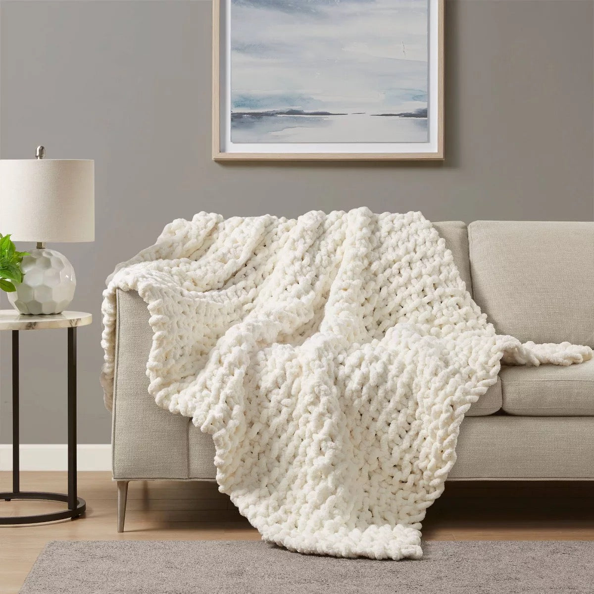 50"x60" Chenille Chunky Knit Throw Blanket - Madison Park