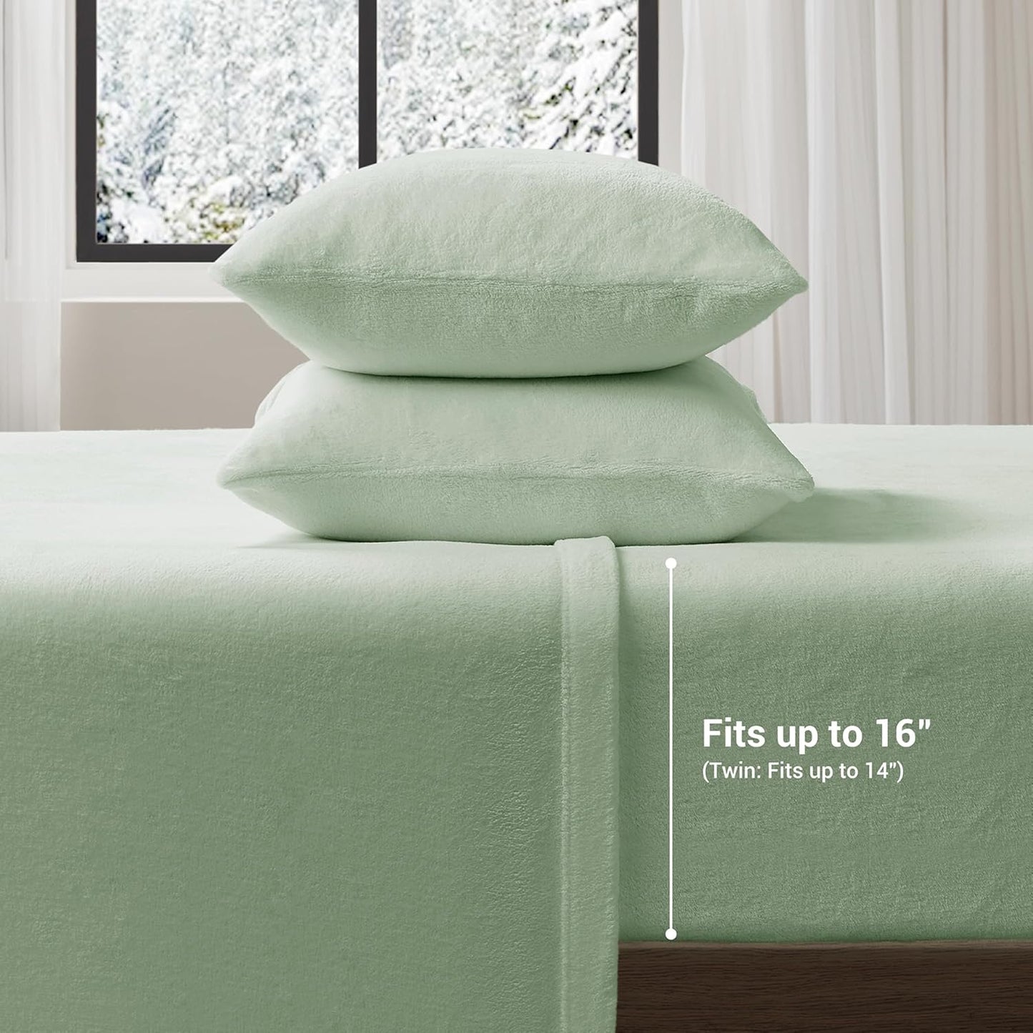 Twin Set Sleep Philosophy True North Soloft Plush Bed Sheet Set, Wrinkle Resistant,  Twin, Green, 3 Piece