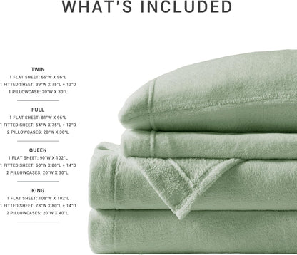 Twin Set Sleep Philosophy True North Soloft Plush Bed Sheet Set, Wrinkle Resistant,  Twin, Green, 3 Piece