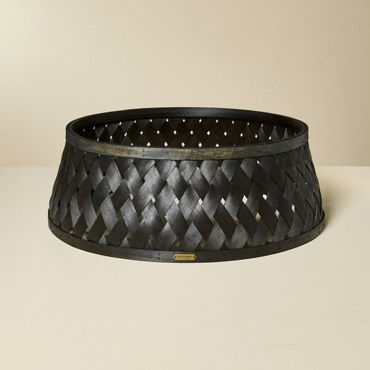 26" Wooden Lattice Woven Christmas Tree Collar Black - Hearth & Hand with