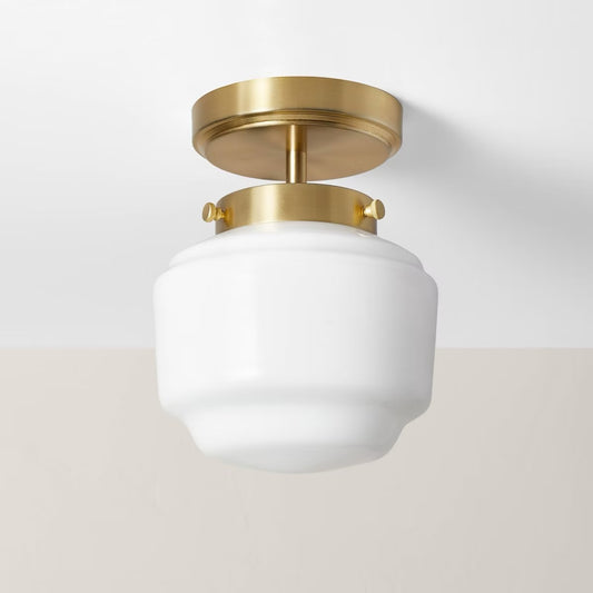 Milk Glass Semi-Flush Mount Ceiling Light Brass Finish - Hearth & Hand with Magnolia