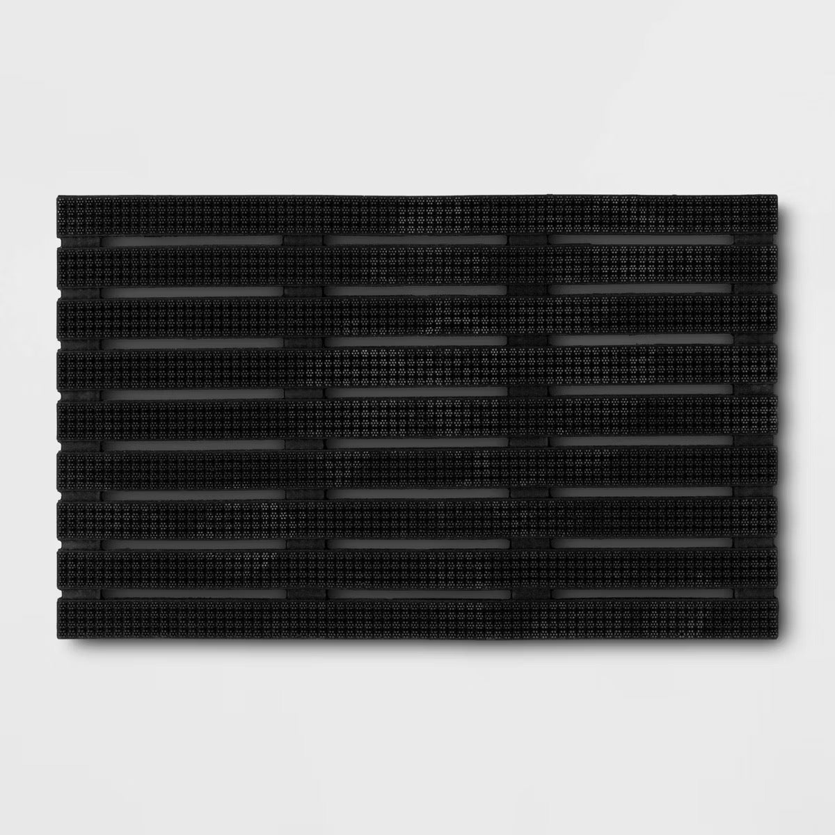 1'6"x2'6" Rubber Bristle Boot Scrapping Doormat - Threshold™: Outdoor Mat, Black, Low Pile, Stripe Pattern