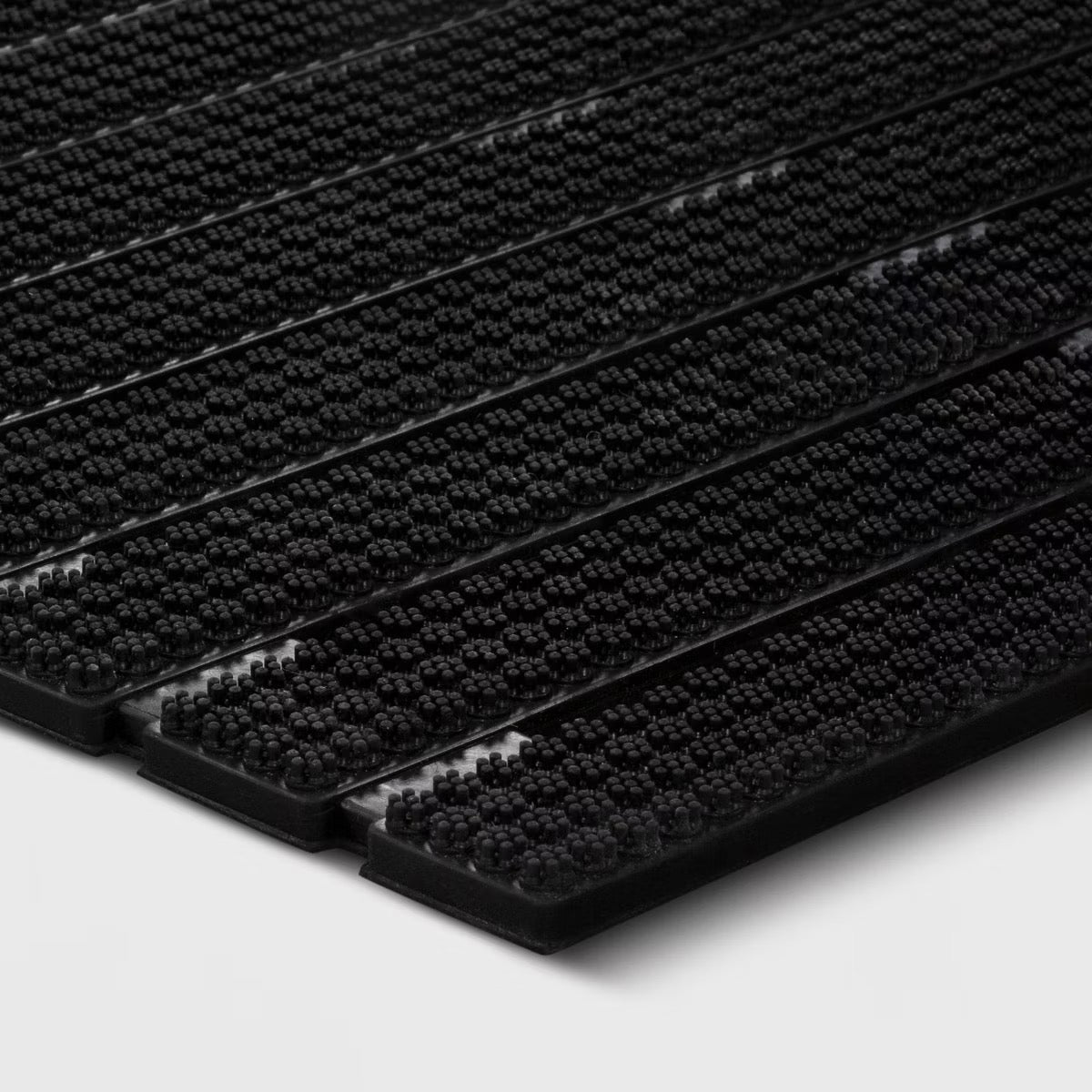 1'6"x2'6" Rubber Bristle Boot Scrapping Doormat - Threshold™: Outdoor Mat, Black, Low Pile, Stripe Pattern