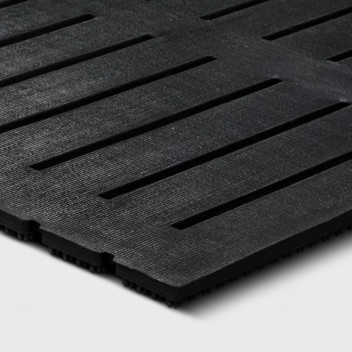 1'6"x2'6" Rubber Bristle Boot Scrapping Doormat - Threshold™: Outdoor Mat, Black, Low Pile, Stripe Pattern