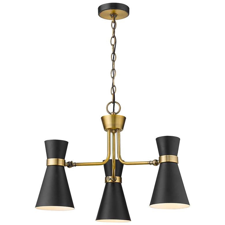 Z-Lite 3 Light Chandelier in Matte Black + Heritage Brass Finish