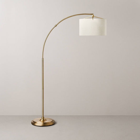 Arched Brass Floor Lamp with Textured Drum Shade - Hearth & Hand with Magnolia