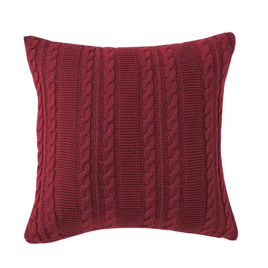 18"x18" Dublin Cable Knit Square Throw Pillow Red - VCNY: Contemporary Decorative Cushion, Indoor Use, Hidden Zipper