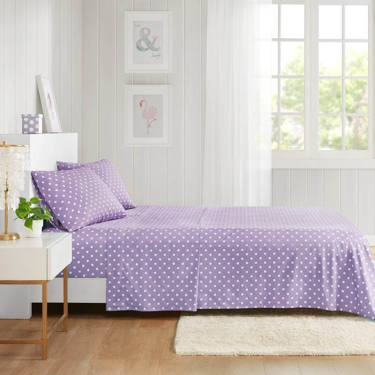 Queen Cotton Polka Dot Printed Sheet Set