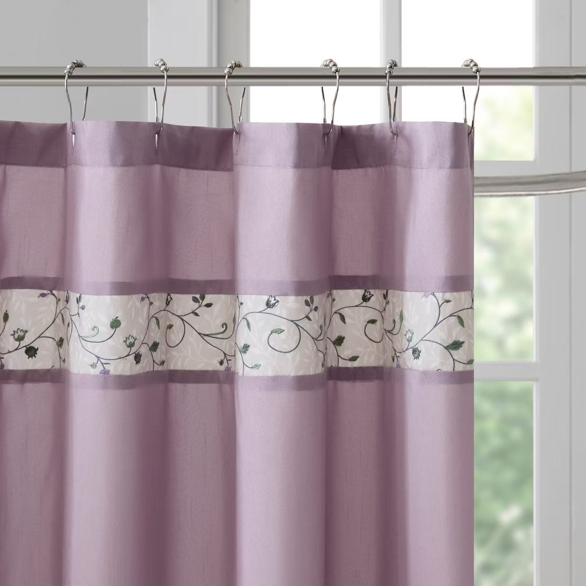 72"x72" Monroe Embroidered Floral Shower Curtain