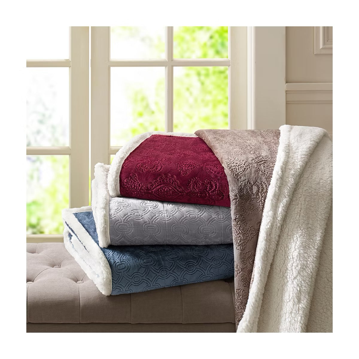 60"x70" Oversized Celia Textured Plush Throw Blanket