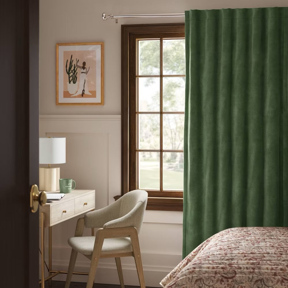 2pk 50"x84" Blackout Velvet Curtain Panels Green - Threshold