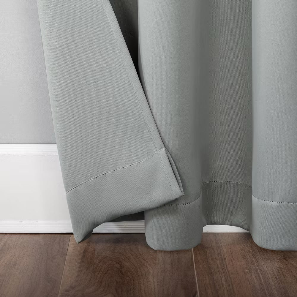 Set of 2 100"x84" Sun Zero Blackout Kenneth Extra-Wide Grommet Sliding Patio Door Curtain Panel Silver Gray