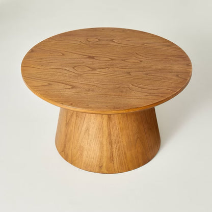 Wooden Round Pedestal Coffee Table - Aged Oak