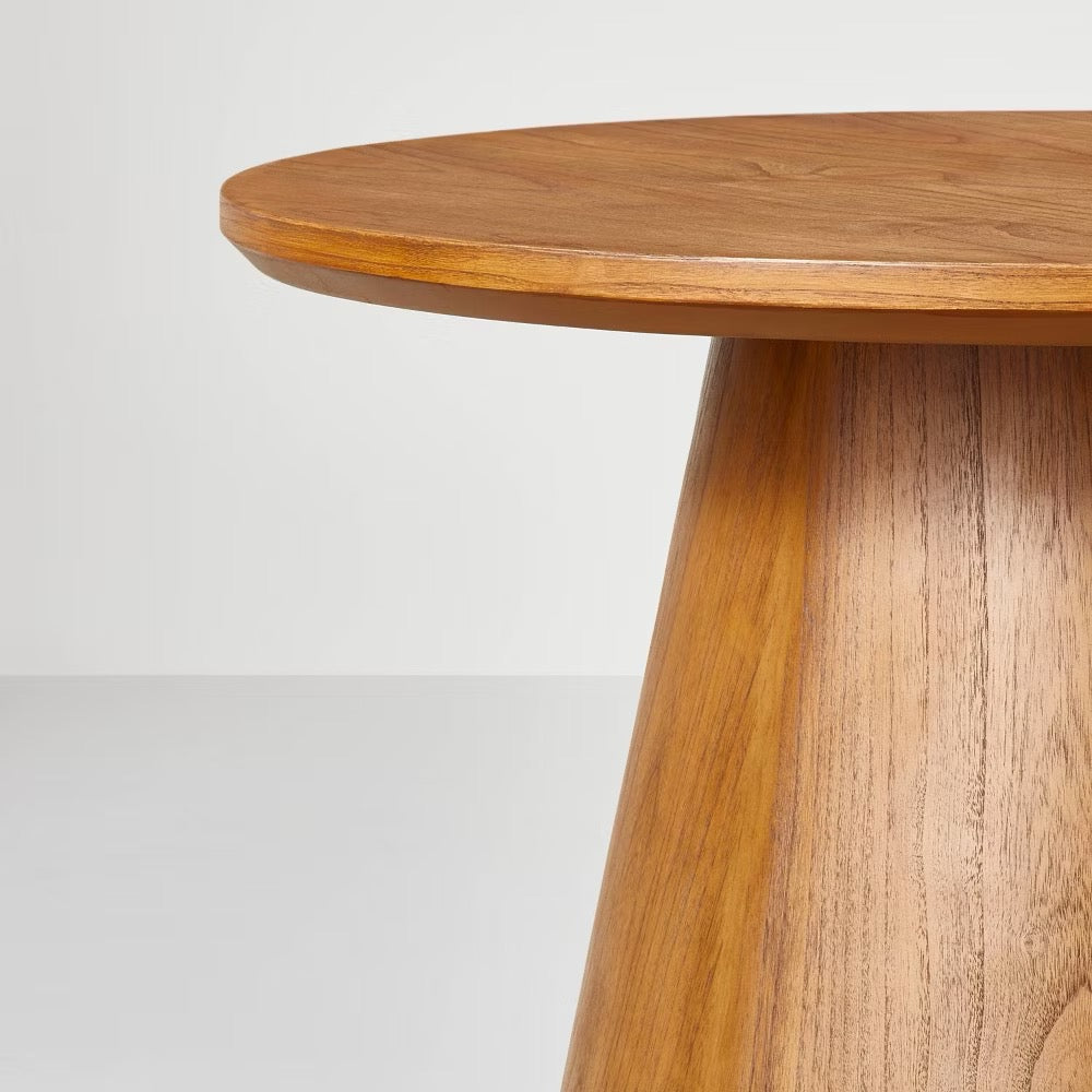 Wooden Round Pedestal Coffee Table - Aged Oak