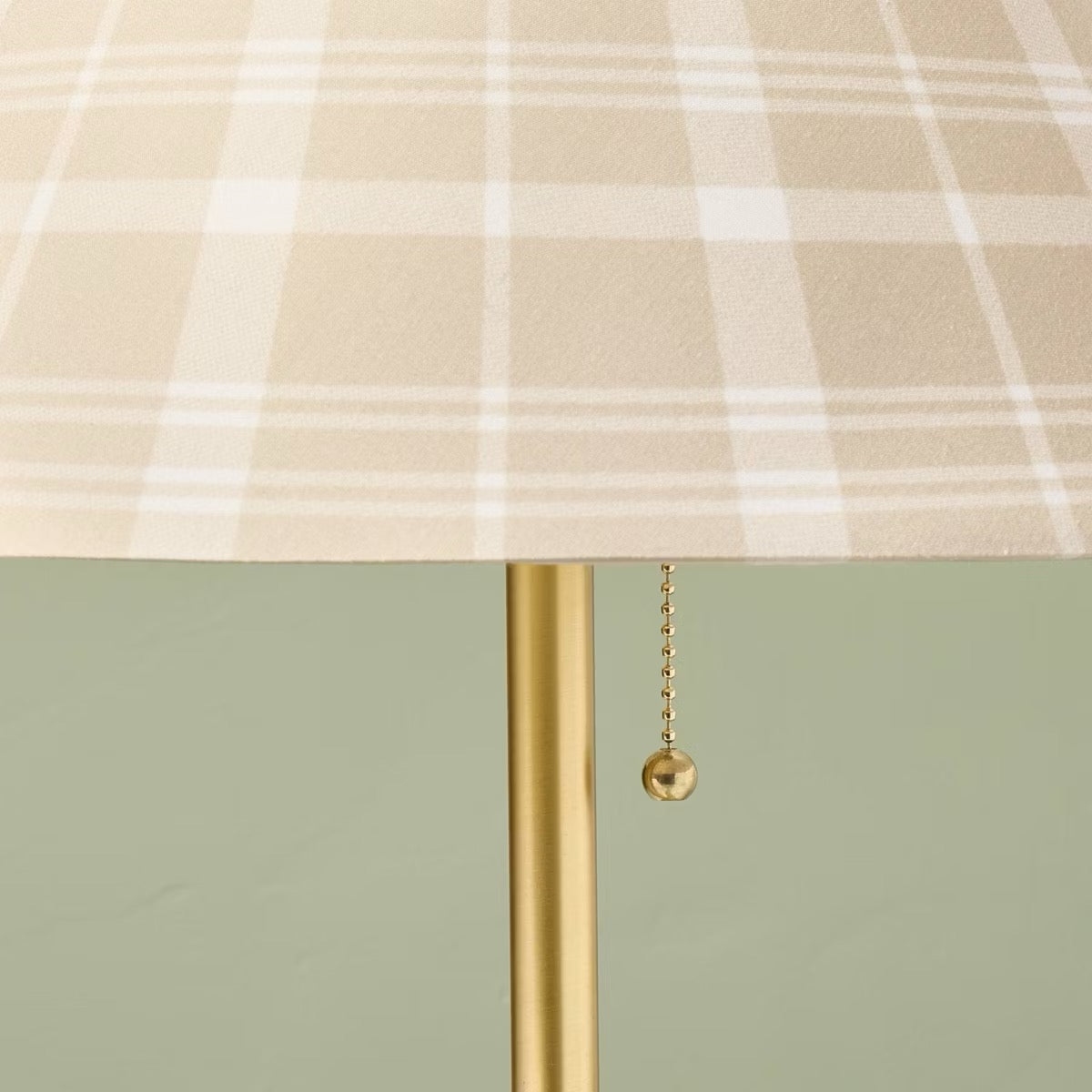 23" Brass Accent Table Lamp with Classic Plaid Shade Cream/Tan - Hearth & Hand with Magnolia