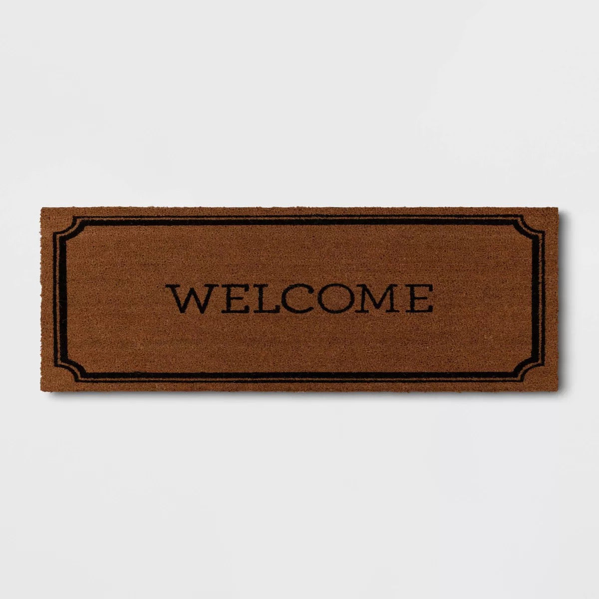 1'10"x3'11" Welcome Estate Doormat - Threshold™: Outdoor Coir Door Mat, Medium Pile, Black, Rectangle, Shake Clean