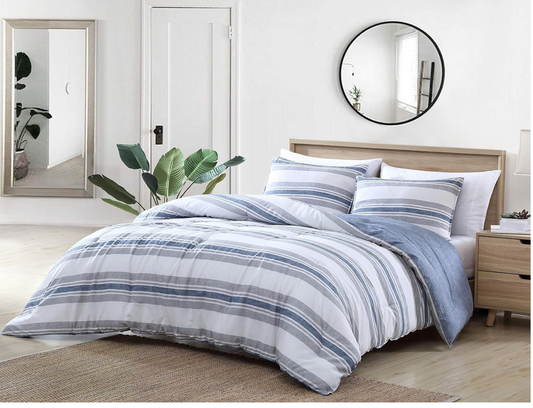 Full/Queen Nautica Home | Bay Shore Collection| Comforter Set- 100% Cotton Ultra Soft, All Season Bedding, Navy