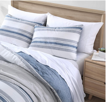 Full/Queen Nautica Home | Bay Shore Collection| Comforter Set- 100% Cotton Ultra Soft, All Season Bedding, Navy