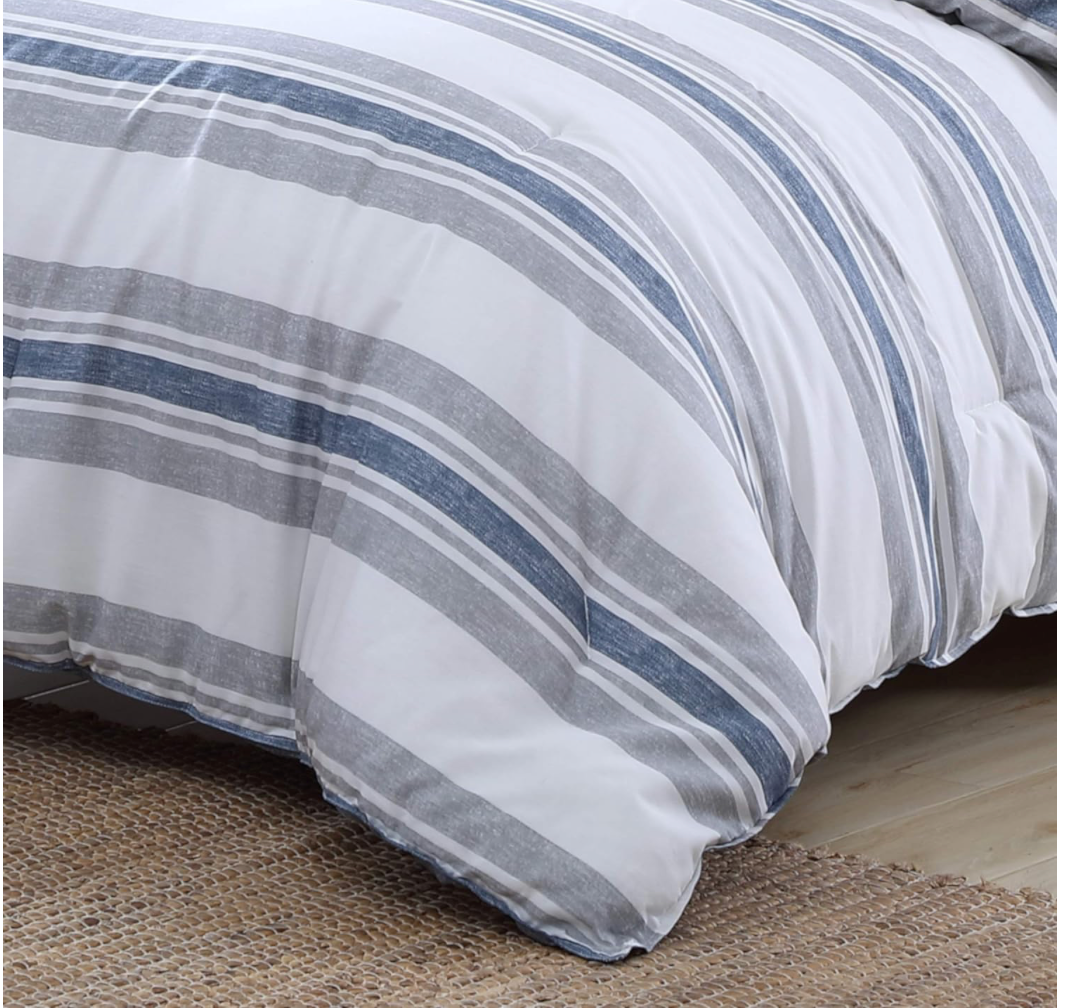 Full/Queen Nautica Home | Bay Shore Collection| Comforter Set- 100% Cotton Ultra Soft, All Season Bedding, Navy