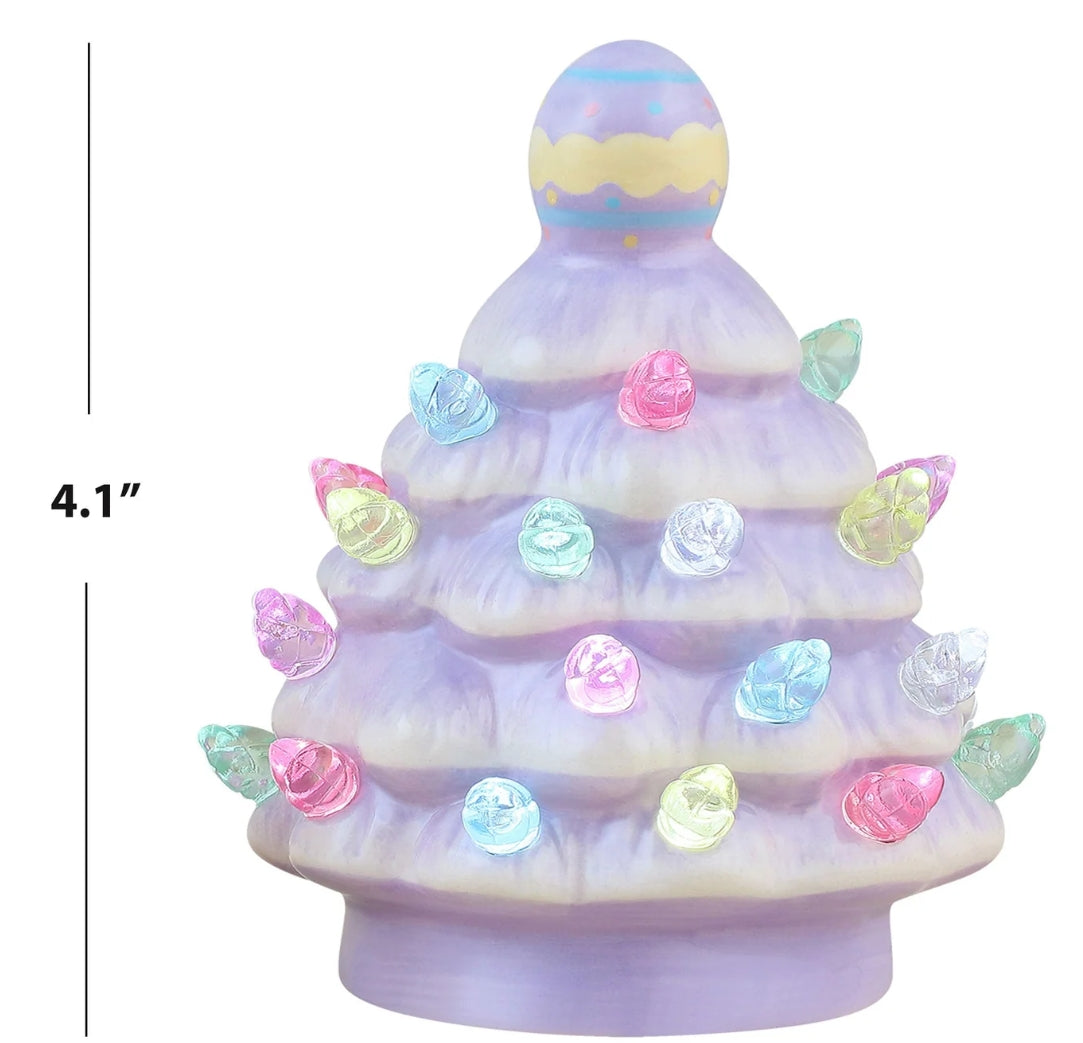 Set of 3 - Mr. Cottontail Ceramic Miniature Lightup Trees