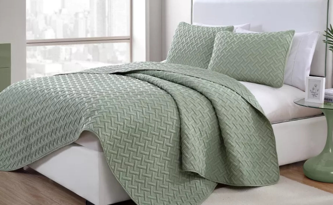 Twin Home Nina 2-Pc. Embossed Twin Quilt Green