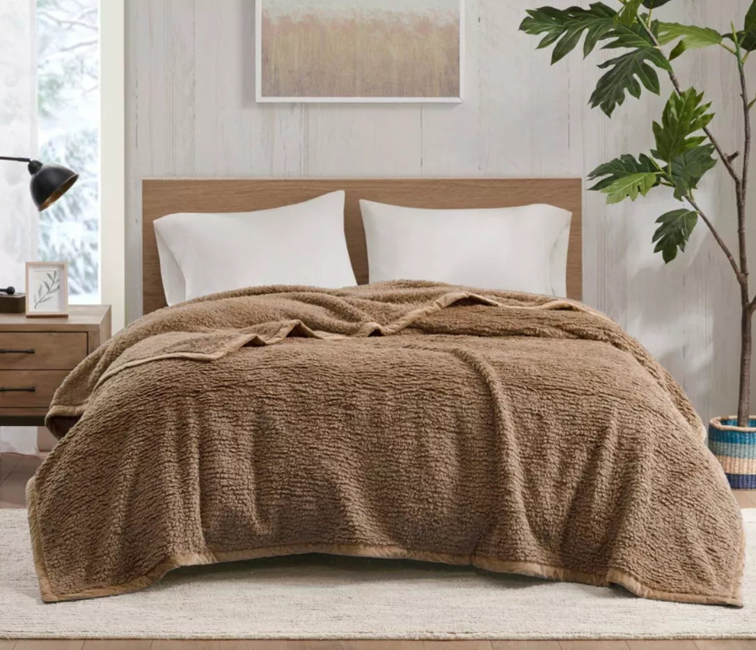 Twin Woolrich Burlington Twin Berber Blanket Brown