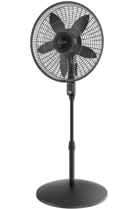 Lasko 18" Stand Oscillating Fan Black: Adjustable Height, Remote Control, 4 Speeds