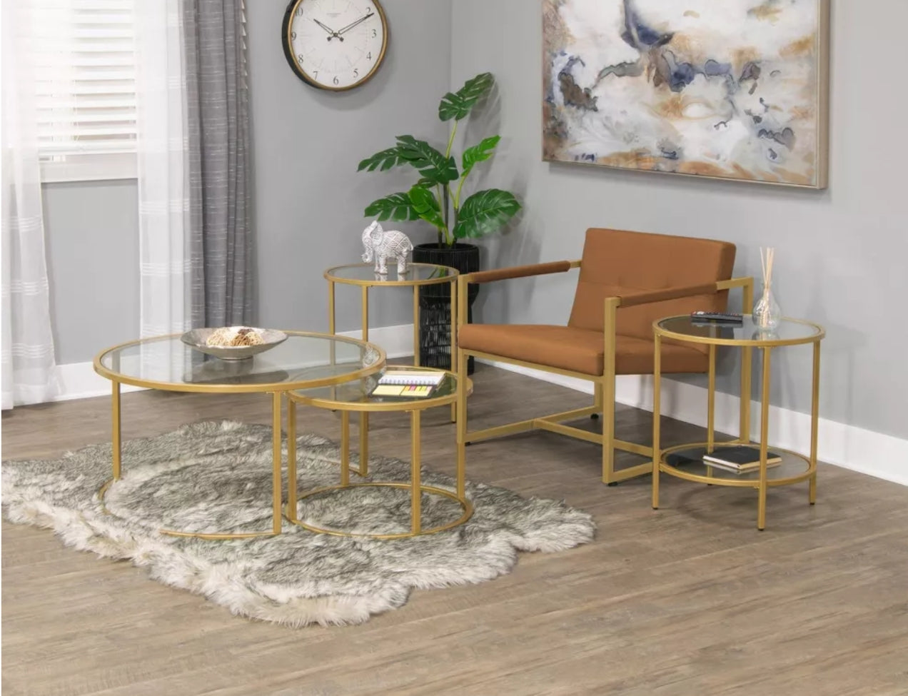 Round Camber Elite Nesting Coffee Table Gold - Studio Designs