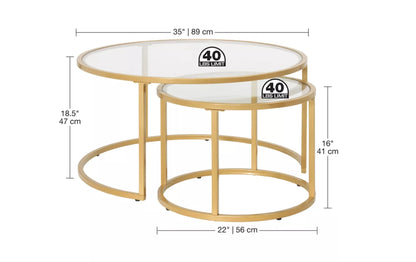 Round Camber Elite Nesting Coffee Table Gold - Studio Designs