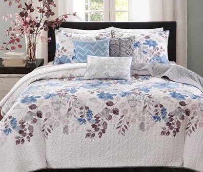 King / California King Madison Park Luna 6-Pc. Quilt Blue