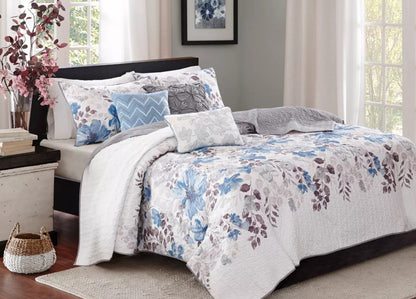 King / California King Madison Park Luna 6-Pc. Quilt Blue