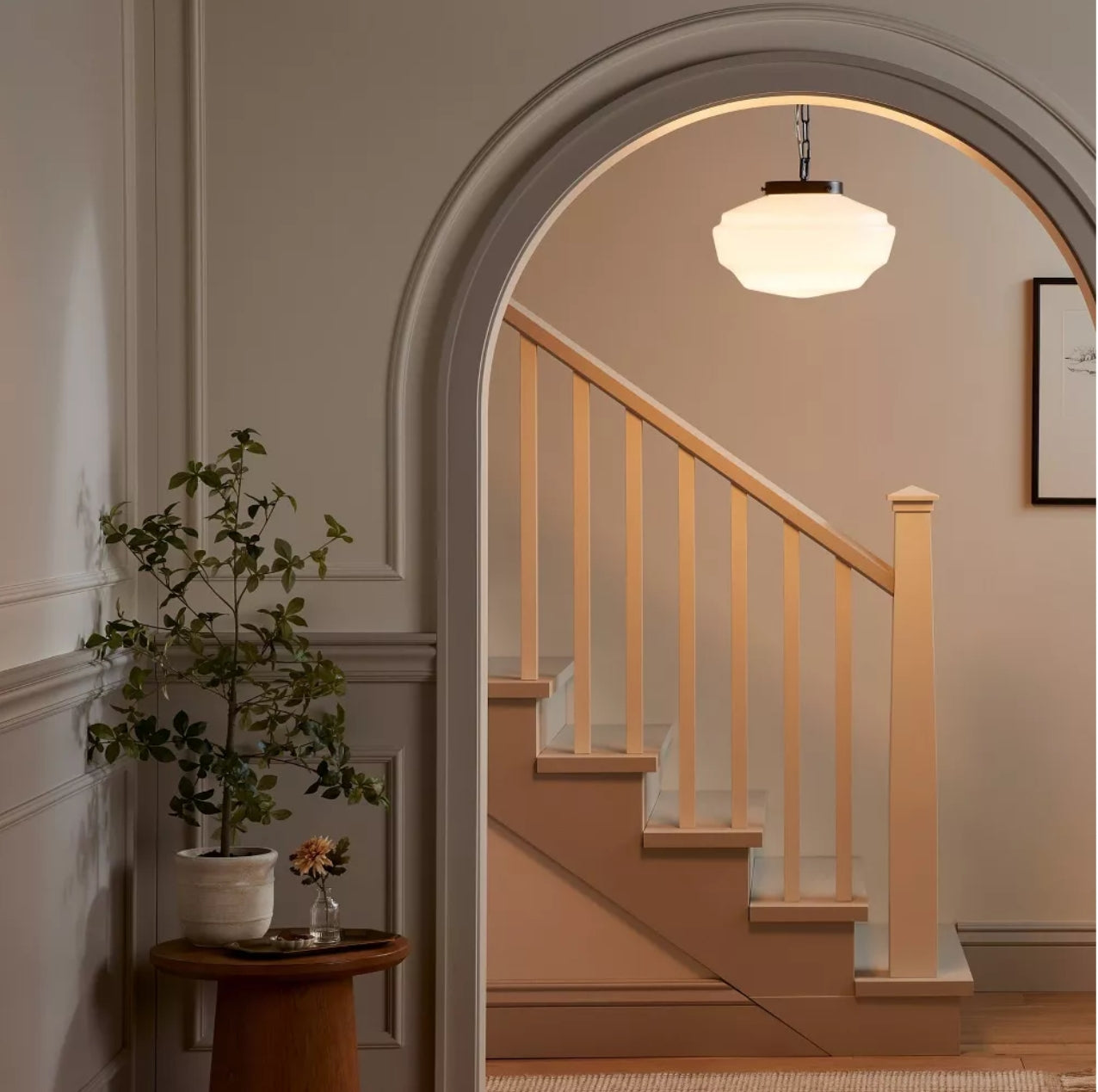 Milk Glass Adjustable Pendant Ceiling Light Black Finish - Hearth & Hand with Magnolia