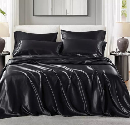 Queen Madison Park Essentials Premier Comfort Satin 6-Pc. Qu Black