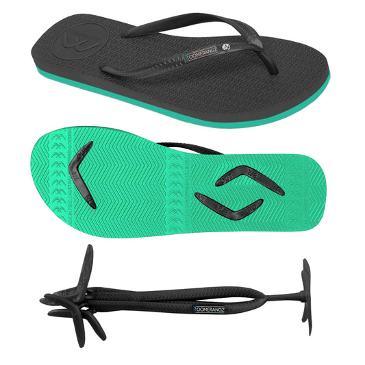 SLIM BLACK/TEAL FLIP-FLOPS